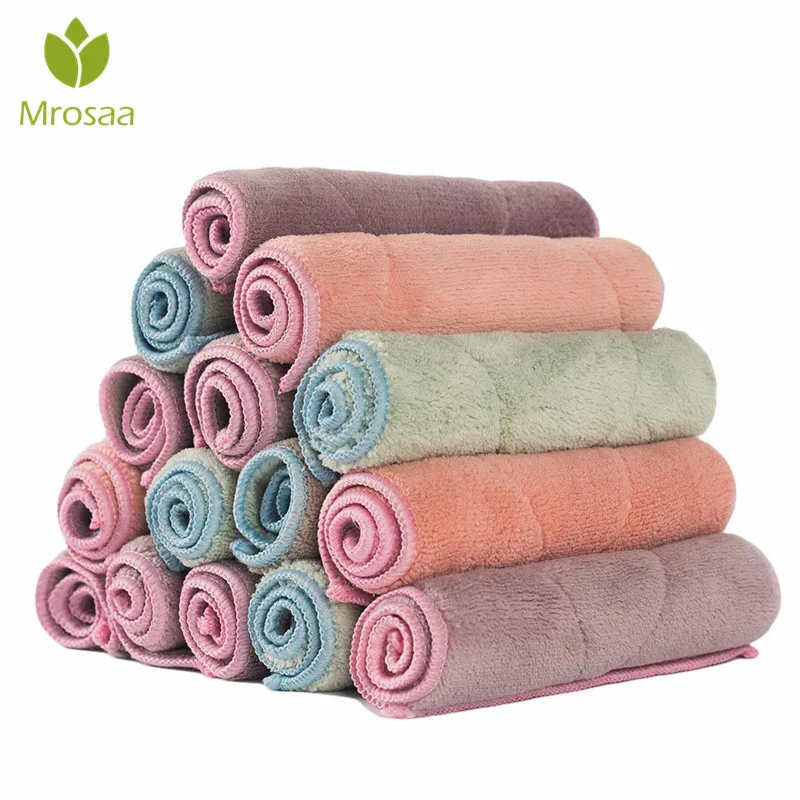 

1pc Super Absorbent Microfiber kitchen Double Sided dish Cloth tableware Household Cleaning Towel scouring pad kichen tools