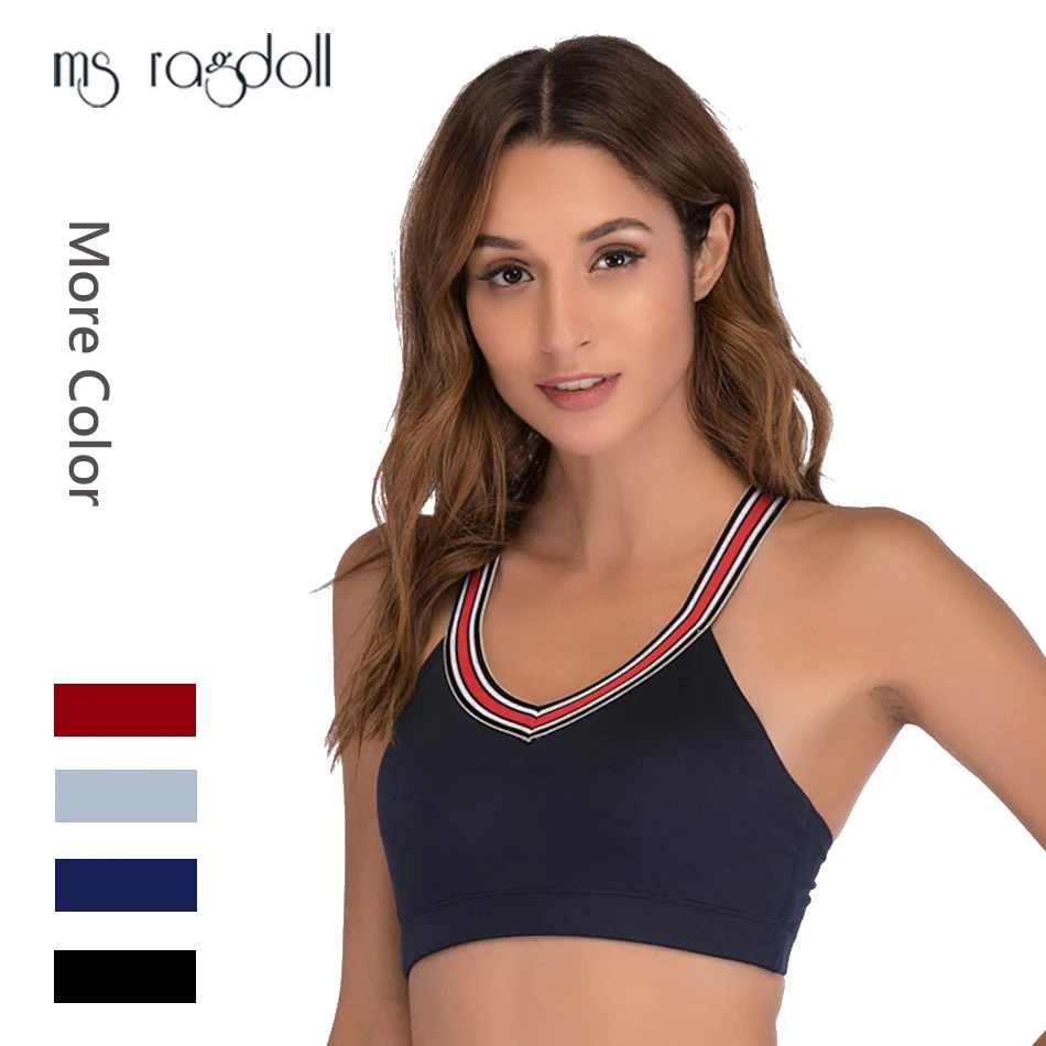 Sport Bra Pad Front Chest And Shoulder Lines Soft Back Cross Splicing