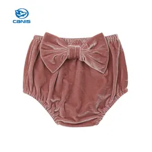 Новые Симпатичные для малышей для маленьких девочек бархат Кролик хвост PP штаны шорты присборенные внизу штанишки, трусы штанишки шорты с бантами