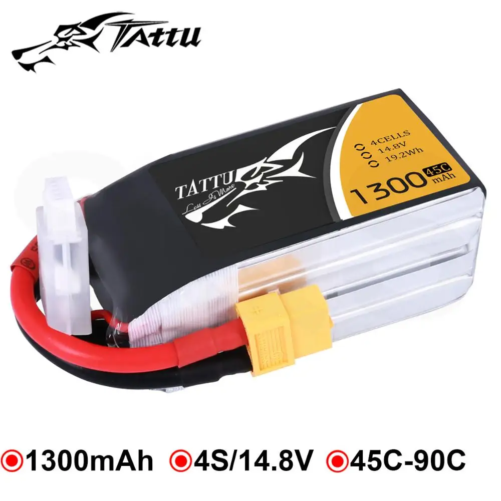 Tattu 14 8 в литий полимерный аккумулятор 1300 мАч Lipo 4s 45C XT60 разъем FPV мощный Дрон для