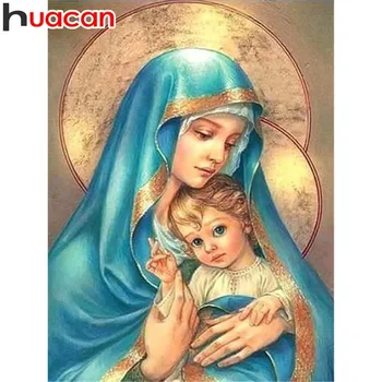 

HUACAN 5D DIY Diamond Painting Madonna Religious Diamond Embroidery Full Drill Square Picture Of Rhinestone Diamond Mosaic Icon