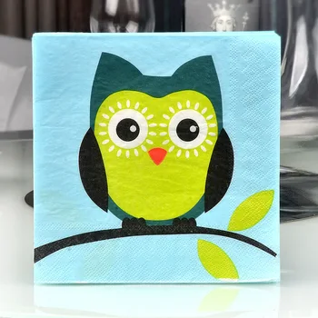 

5Packs/Lot Owl Pattern Printed Paper Napkins 13x13 inch Decorative Disposable Napkins for Party Dinner