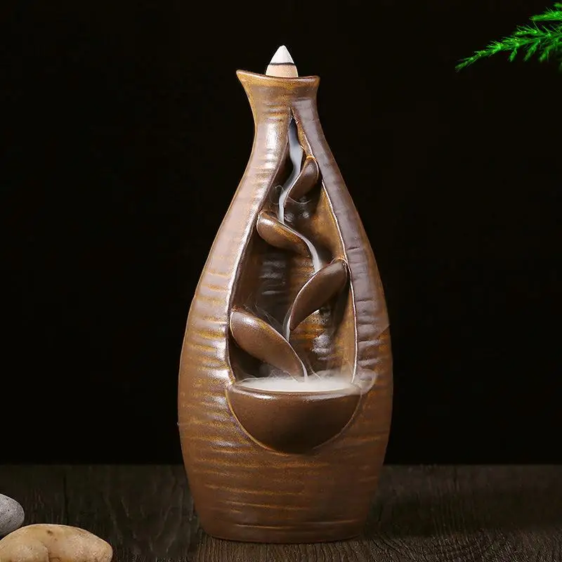 

Ceramic Vase Backflow Incense Burner Smoke Waterfall Incense Holder Aromatherapy Furnace Home Decor Use In Home Office Teahouse