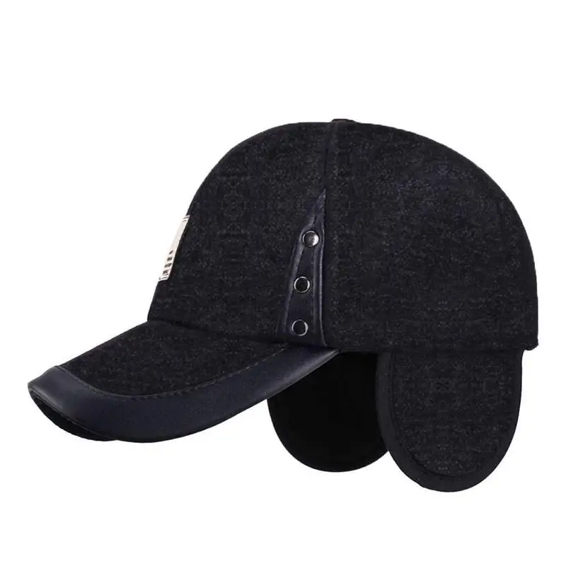 2018 Men Winter Baseball Caps Ear Protection Warm Casquette Cap Thicken Woolen Gorras Patchwork