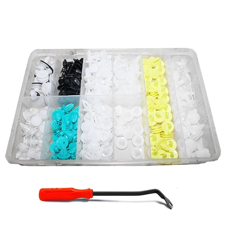 

210 pcs Plastic Automotive Door Panel Auto Clips Assortment Rivet Fastener With 9 inch tool