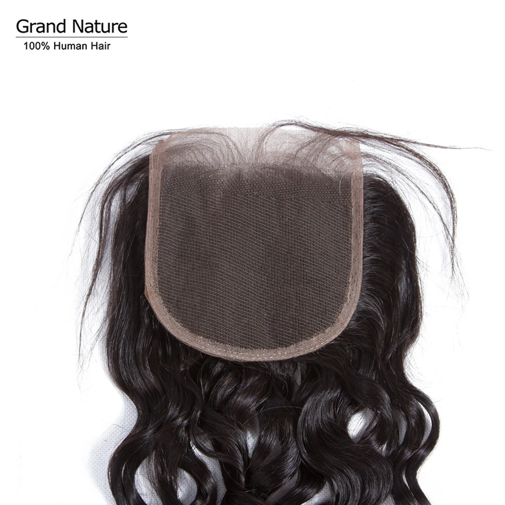 Grand natural индийские Волнистые Кружева Закрытие 4x4 дюймов человеческих волос с волосами младенца естественного цвета могут быть окрашены Remy