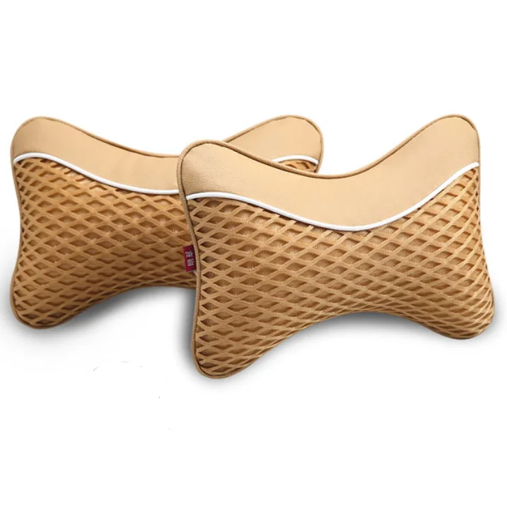

2 Pcs Set PU leather Knitted Car Pillows Headrest Neck Cushion Support Seat Accessories Multi Color options