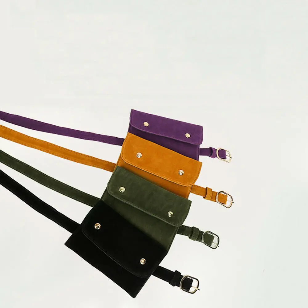 

Women's Classic Waist Bag PU Leather Solid Color Mini Waist Pack pochete belt bag