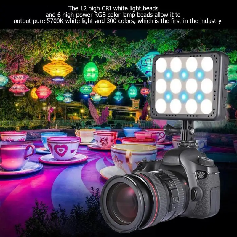 

ALLOET ZF-C18 18 LED Video Light on Camera Dimmable 12White+6RGB LED Photo Lighting Lamp for DSLR Camcorder