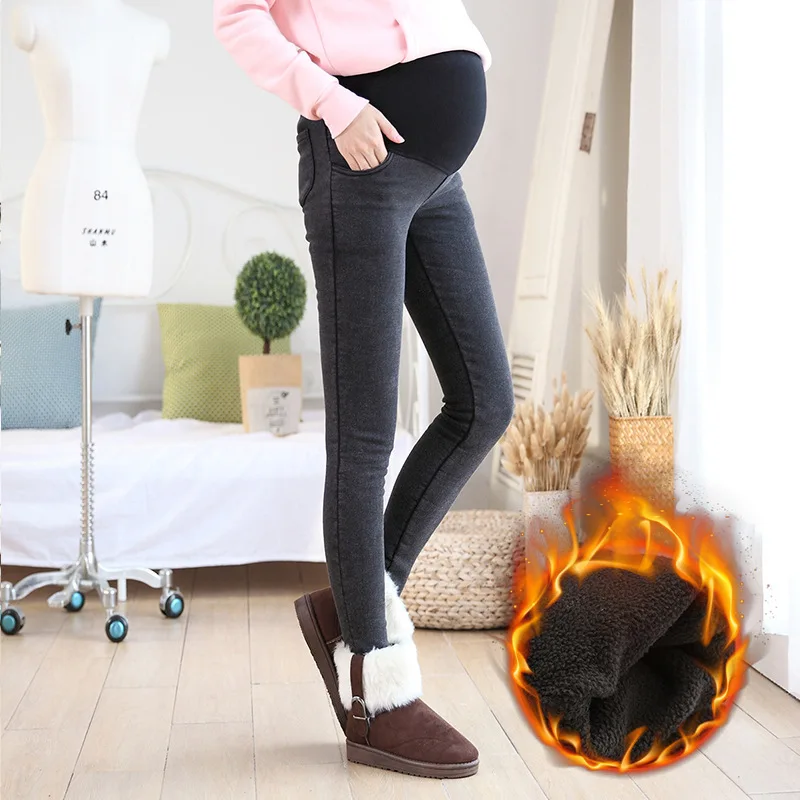 

Maternity Jeans Women Clothes 2018 Autumn Winter Pregnant Denim Pants Velvet Warm Pregnancy Trousers Pantalon De Grossesse Femme