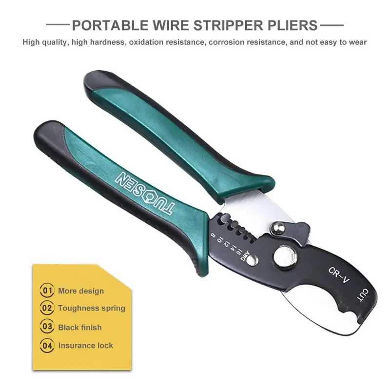 

Portable Wire Stripper Pliers Crimper Cable Stripping Crimping Cutter Electricans Tool 8 Inch Hardware Tools Multi-function
