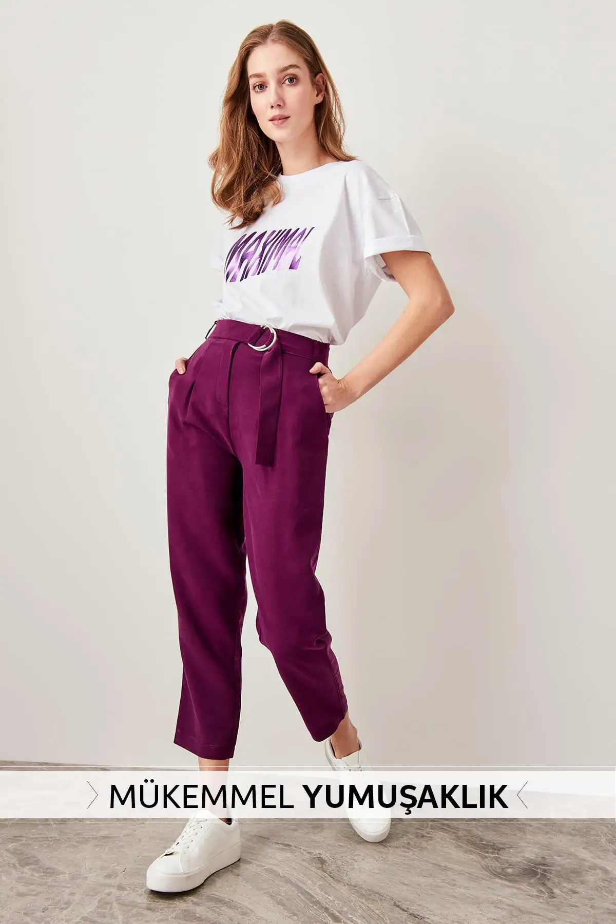 

TRENDYOLMİLLA Mürdüm Kemerli Lyocell Pants TWOSS19ST0053