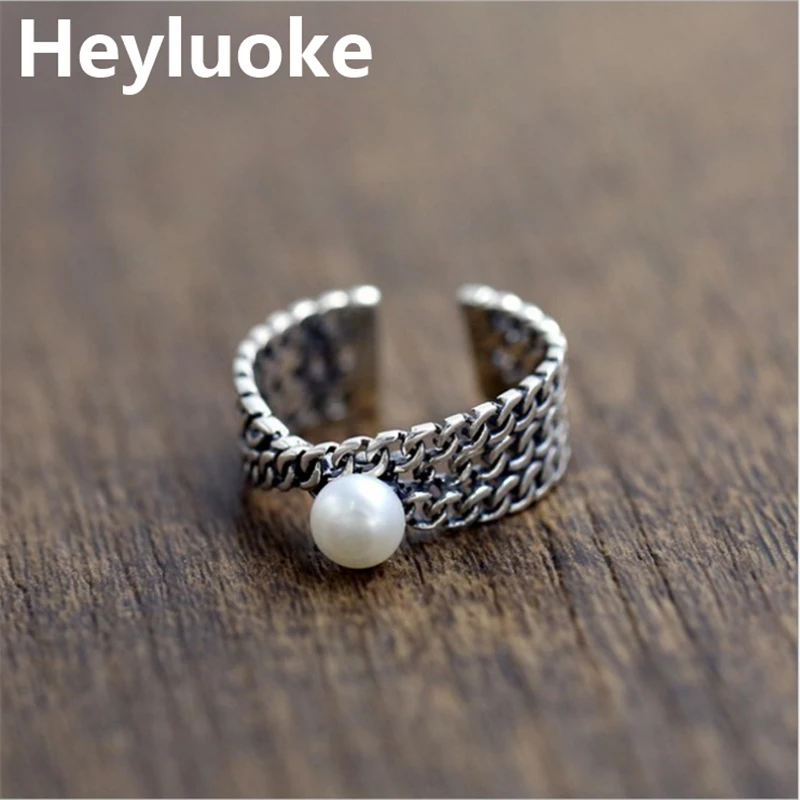 Женское кольцо HEYLUOKE винтажное тайское из 100% жареного теста с жемчугом и открытым