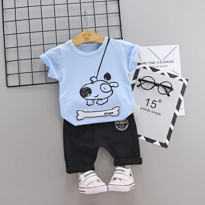 Summer Fashion Cartoon T-Shirt Shorts 2pcs/Sets Children Baby Boys Girl Cotton Clothes Child Toddler Casual Wear Kids Tracksuits