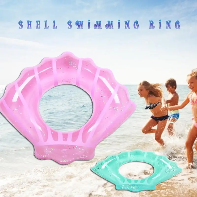 

Cute Swimming Ring Inflatable Floating Row Sequin Shell Swim Ring Lifebuoy Water Toy for Adults Children