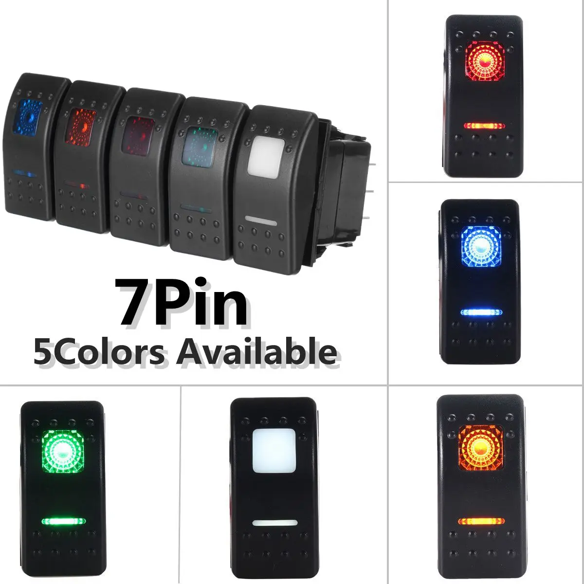 

Universal 12V 7 Pins LED Light Button Switch DPDT ON-OFF-ON Self-locking Rocker Switch