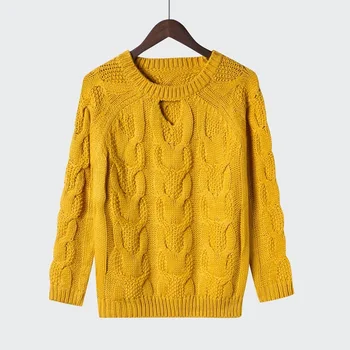 

Chunky Cable Knitted Sweater Women Autumn Winter Warm Pullover Jumper Loose Casual Femme Sweater and Pullovers
