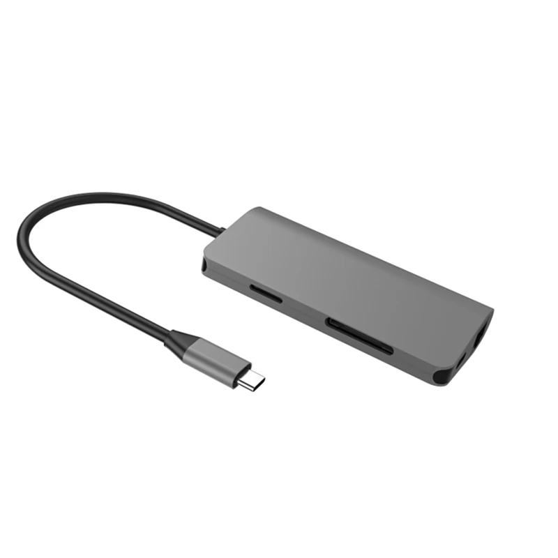8 en 1 Dongle Hdmi de 4 K Lan Ethernet Usb 3,0 Usb 2,0 Pd Sd/Tf lector de tarjeta hub de carga del divisor Puerto Usb-C adaptador de Hub - 2
