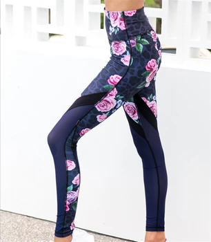 

Women Push Up Floral Women Casual Leggings Fitness Winter Jeggings Ladies Elastic Waist Color Pants Block Mesh Insert Leggings