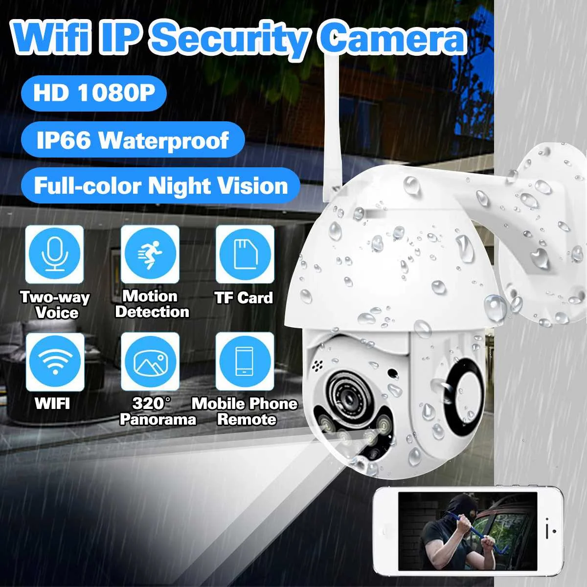 

WIFI Camera Outdoor PTZ IP Camera 1080p Speed Dome CCTV Security Cameras IP Camera WIFI Exterior 2MP IR Home Surveilance Onvif