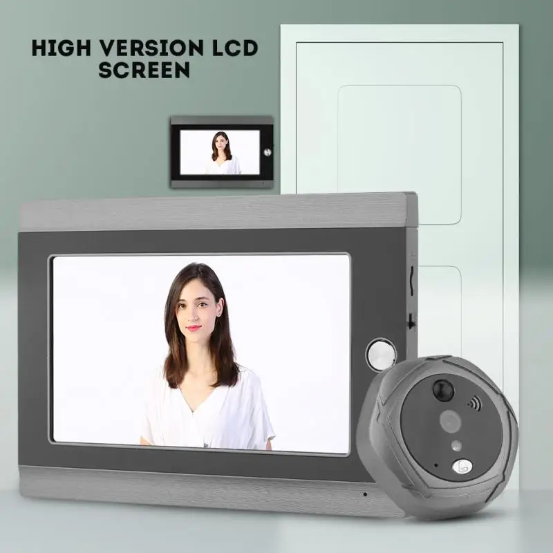 Visor de puerta con mirilla y cámara de vídeo IP, 5 pulgadas, 480x854, WiFi, pantalla de timbre, IR, PIR, cámara HD, detección de movimiento, campana de puerta