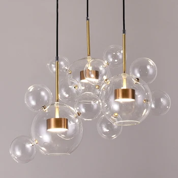 

Modern Molecular Glass Led Pendant Lamps loft dining room Hanging Lamp art Living Room Hanglamps Fixtures Kitchen art Luminaire