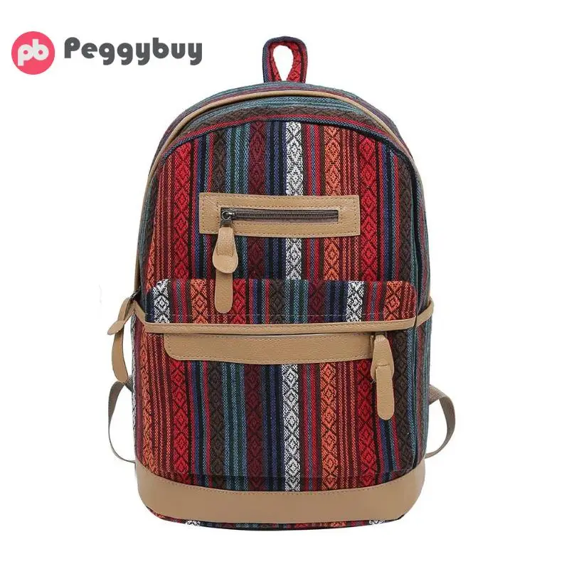 

Women Canvas Backpacks Ethnic Style Beach Holiday Backpack Casual Rucksack