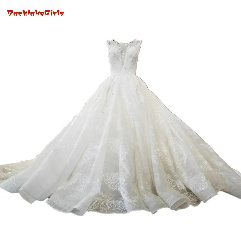 

Luxury White Champange Princess CUT-OUT Sexy Wedding Dress Beading Sequined Fashion High-end Bridal Gown 2018 Vestido De Noiva