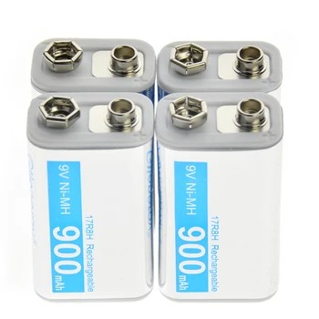 

4pcs NiMH 17R8H 9V 900mAh PPS rechargeable battery White block