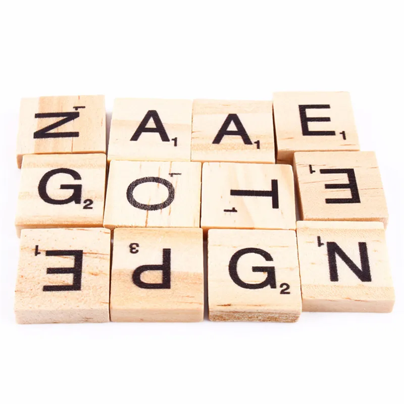 Горячая продажа 100 шт деревянные ремесла Алфавит Scrabble плитка буквы и цифры