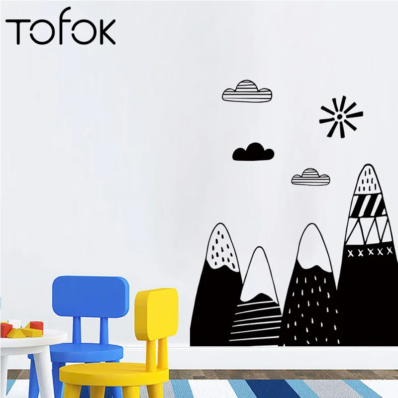 

Tofok 2019 Tribal Mountains Wall Stickers For Kids Room Bedroom Nursery DIY Removable Woodland Vinyl Art Mural Decals Home Decor