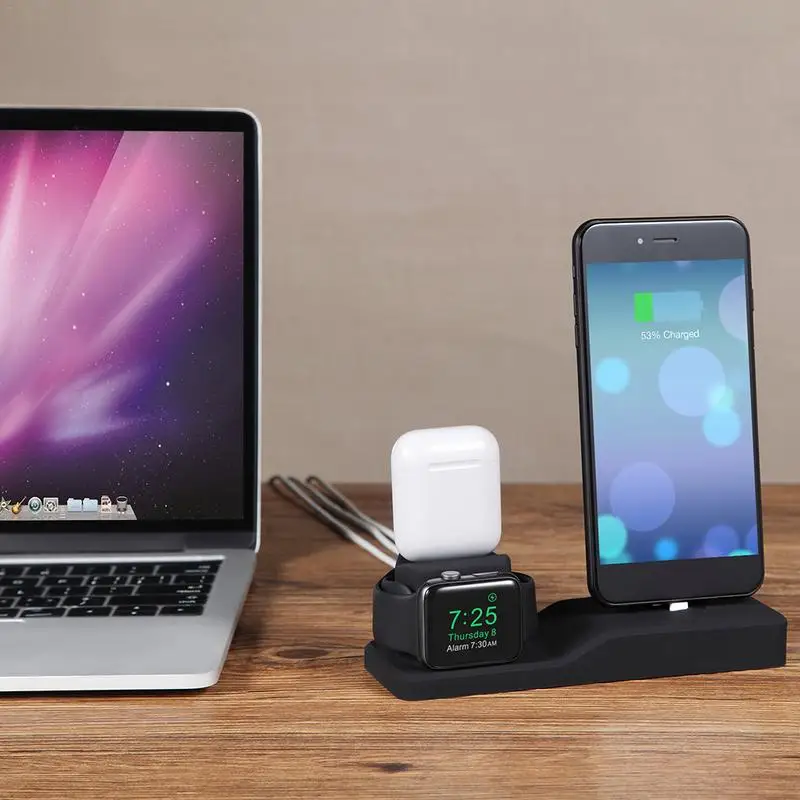 3 в 1 силиконовый держатель для Apple Watch док станция iPhone X XS XR MAX 6S 7 8 Plus Airpods|Подставки