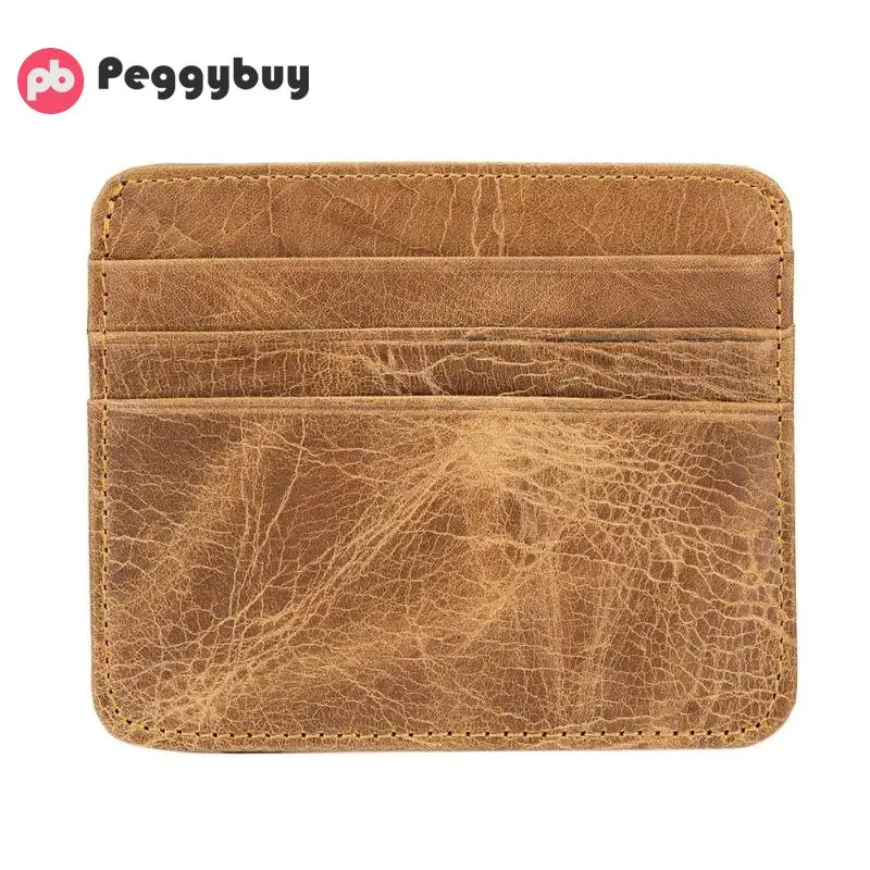 

BULLCAPTAIN Wallets Women Men Coin Purse Business Card Box Cards Holder genuine Leather Wallet for Credit Cards Soft Card Case