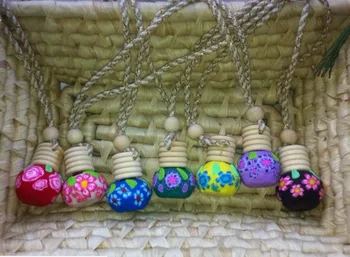 

100pcs 5ml Glass Perfume Essential oil Empty Bottles Multicolor Gloss Clay Glass Jar Car perfume Bottles pendant