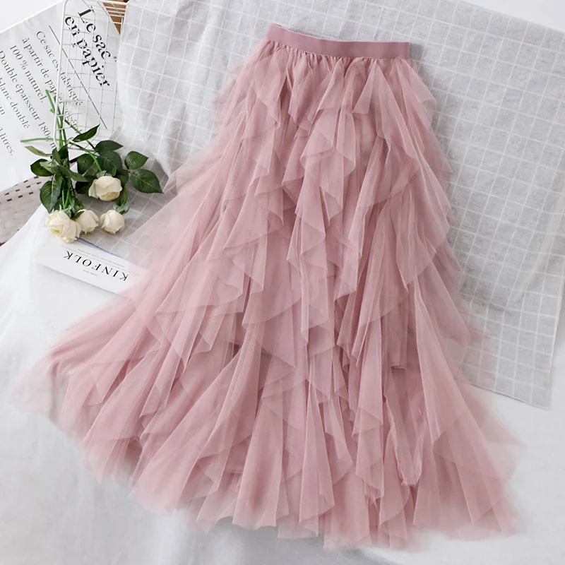 Марлевая юбка торт женщина многоуровневый розовый цвет пряжа шикарная нежная буффанская Фея H190510