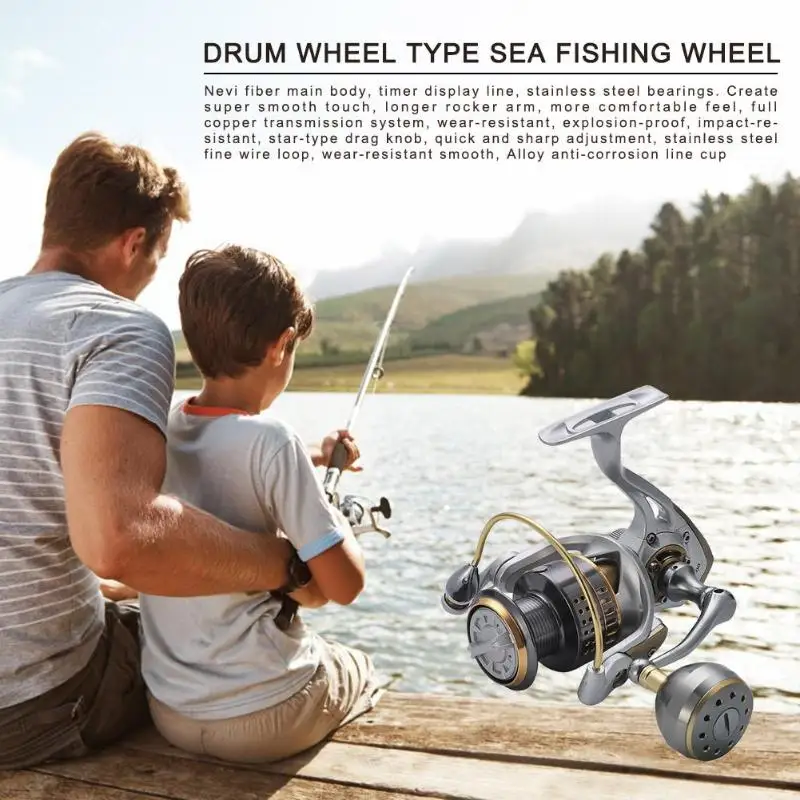 

NEW Fishing Wheel Spinning Fishing Reel 10+1BB Bearing Balls 3000/4000/5000/6000 Series Full Metal Fishing Coil Reel Boat Rock