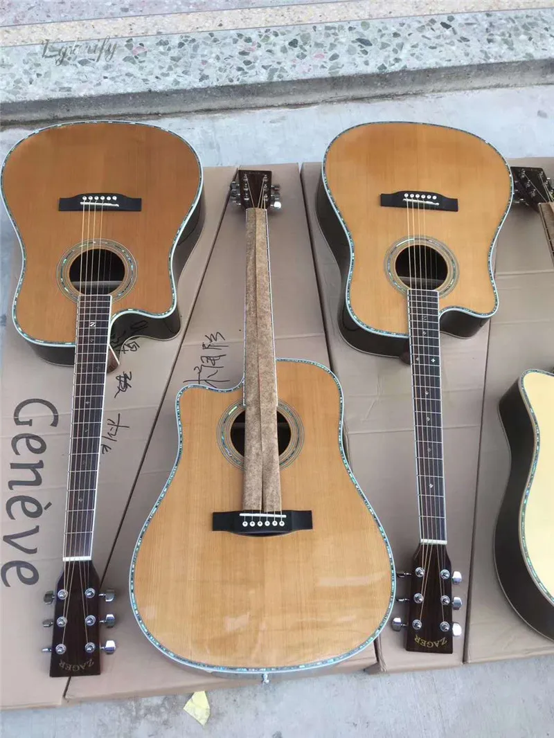 

high quality left hand solid wood acoustic guitar