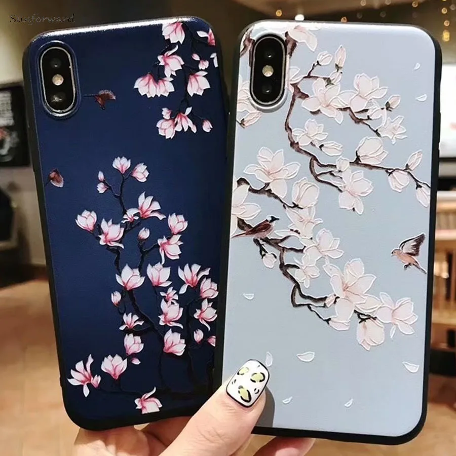 Orchid Flower Cover For iPhone 8 Plus XS Max XR 3D Floral