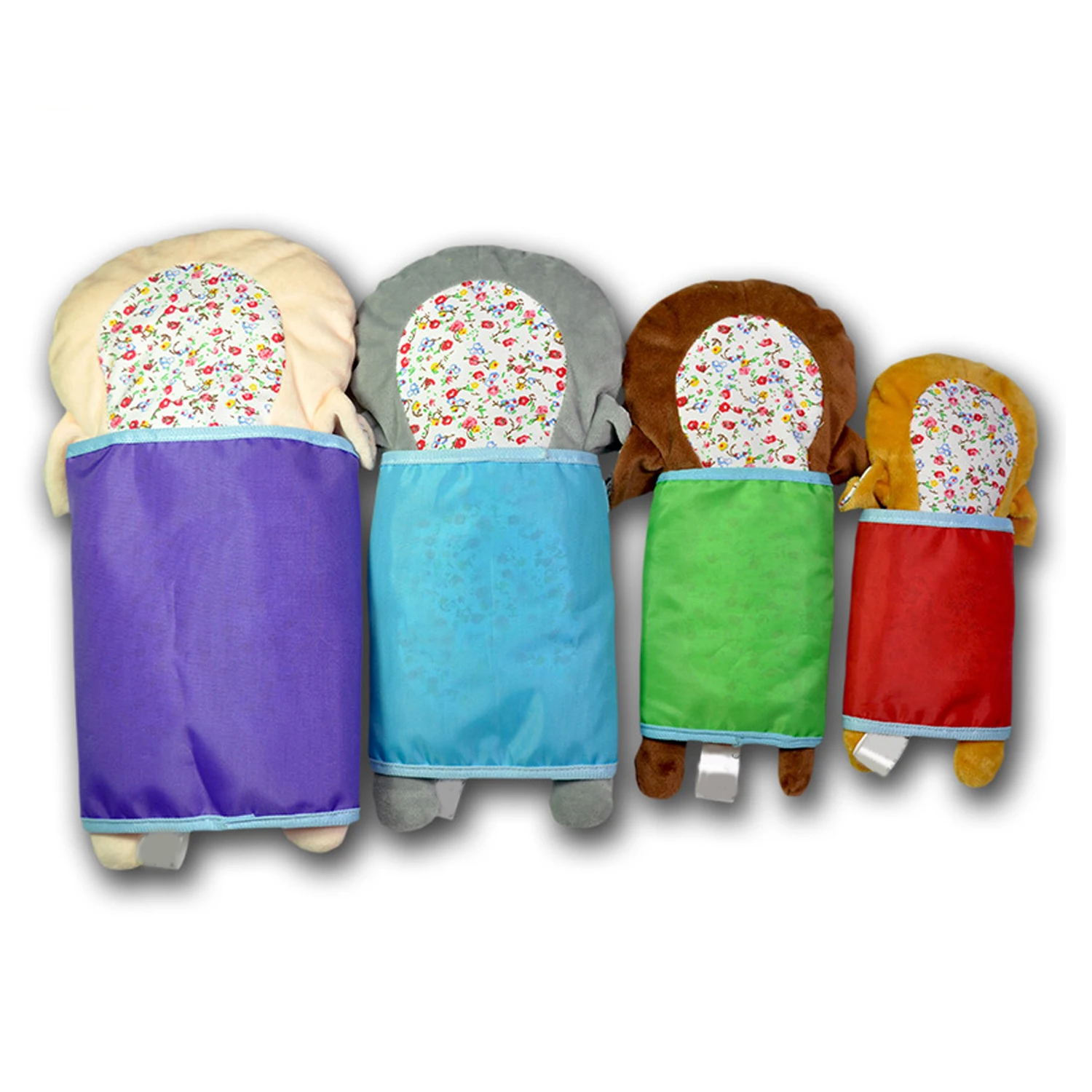  4PCS Baby Montessori Caroon Zipper/Button/Lacing/Snap Learning Dressing Plush Bulldog Doll Basic Li - 32993103490