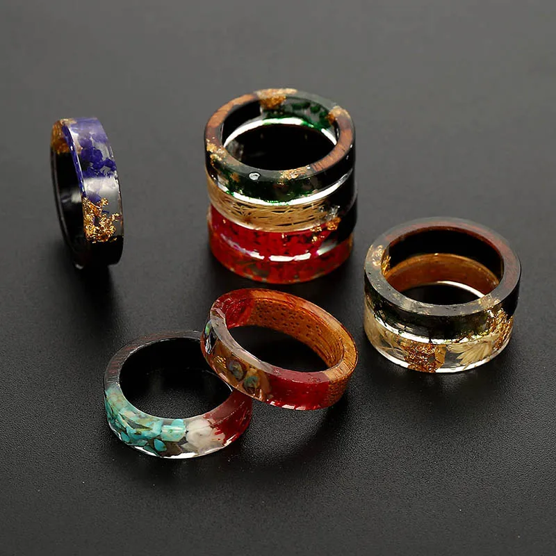 2022 Hot Design Secret Handmade Wood Resin Ring Flowers 