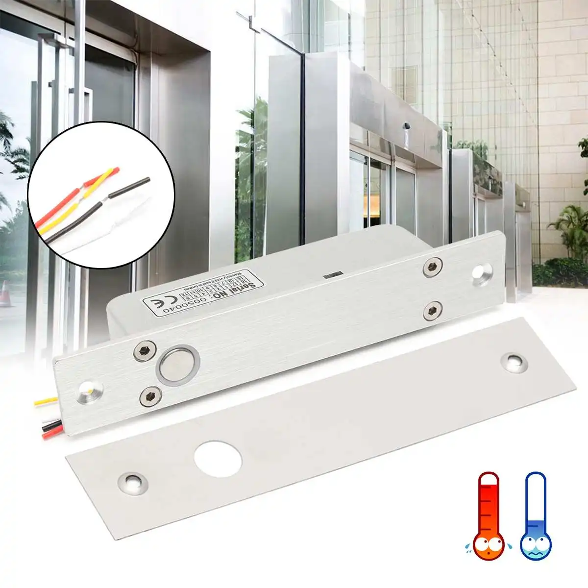 

12/24V Electric Temperature Bolt Lock for Door Delay Lock Assembly Solenoid Lock Tongue For Door Drawer Aluminium Alloy