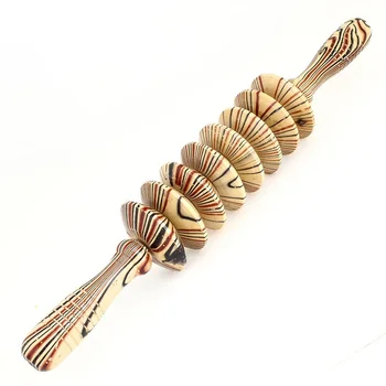 

Wooden Nonslip Handle 8 Rollers Belly Back Health Massage