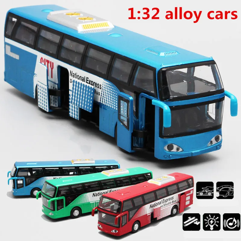 1:32 Сплав модели автомобилей Высокая моделирования городской автобус Металл Diecasts игрушечные транспортные средства оттягивать мигающий музыкальный для детей Рождественский подарок