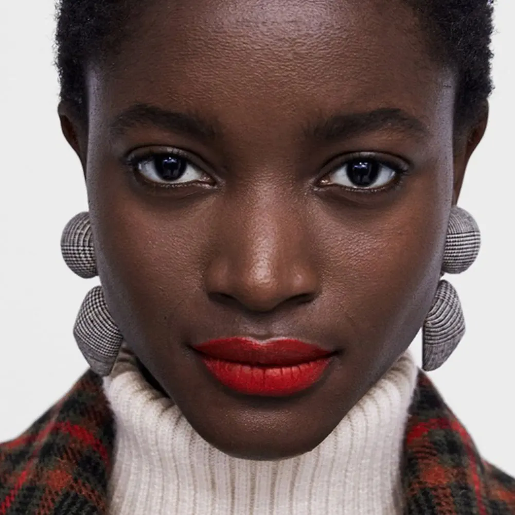 

Flatfoosie ZA Classic Lattice Cotton Dangle Earrings For Women Square Round Stripe Statement Drop Earring Female Vintage Jewelry