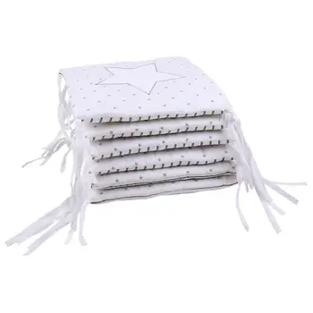 

6 pcs set Crib Bumper pad cotton Breathable Padded Mesh Baby's seat cushion baby beding pad embroidered star