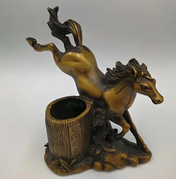 

Collection archaize brass horses pen container crafts statue