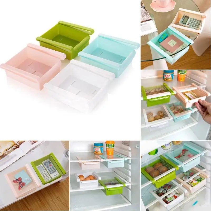 

Kitchen Refrigerator Shelf Rack Holder Slide Fridge Freezer Space Saver Organizer Storage Rack Pull-out Storage Drawer Food