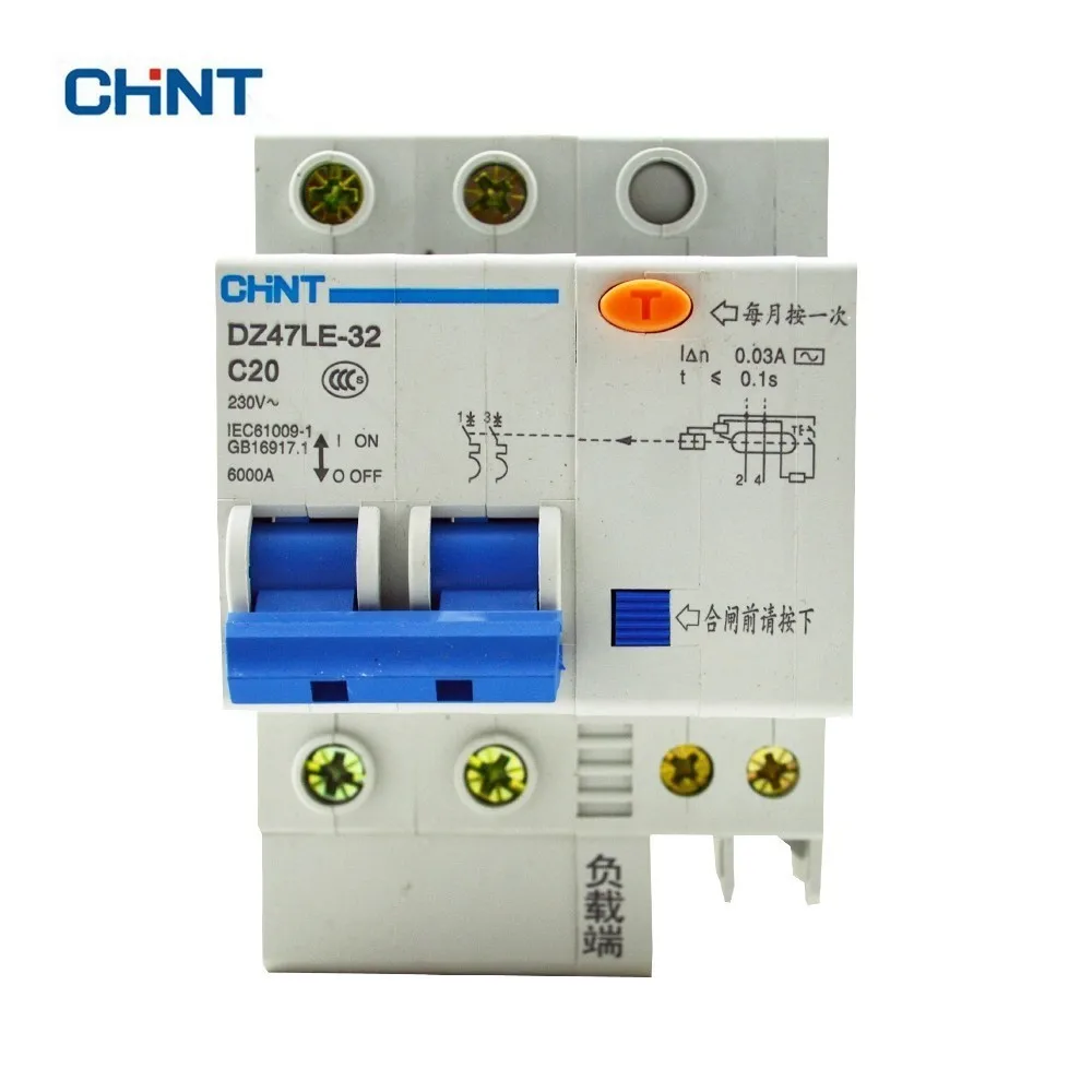 

CHINT Residual Current Operated Circuit Breakers DZ47LE-32 2P C20 Earth Leakage Circuit Breaker 20A
