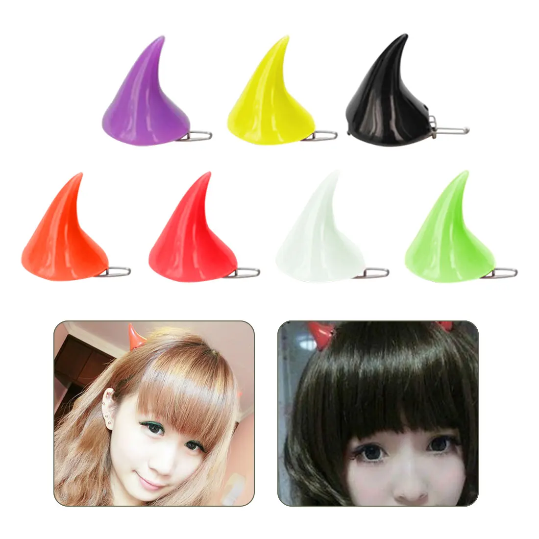 2pcs Horns Ears Clips Hairpin Jewelry Stereo Corner Devil Hair Halloween