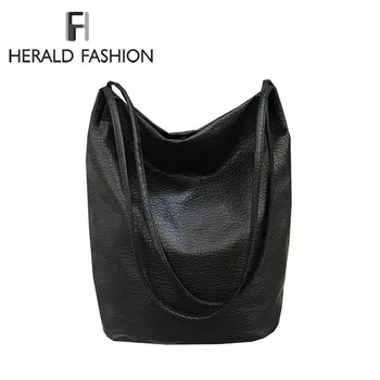 

Herald Fashion Women's Soft Leather Handbag Quality Female Shoulder Bag Casual Bucket Bag Ladies' Messenger Crossbody Bag Sac